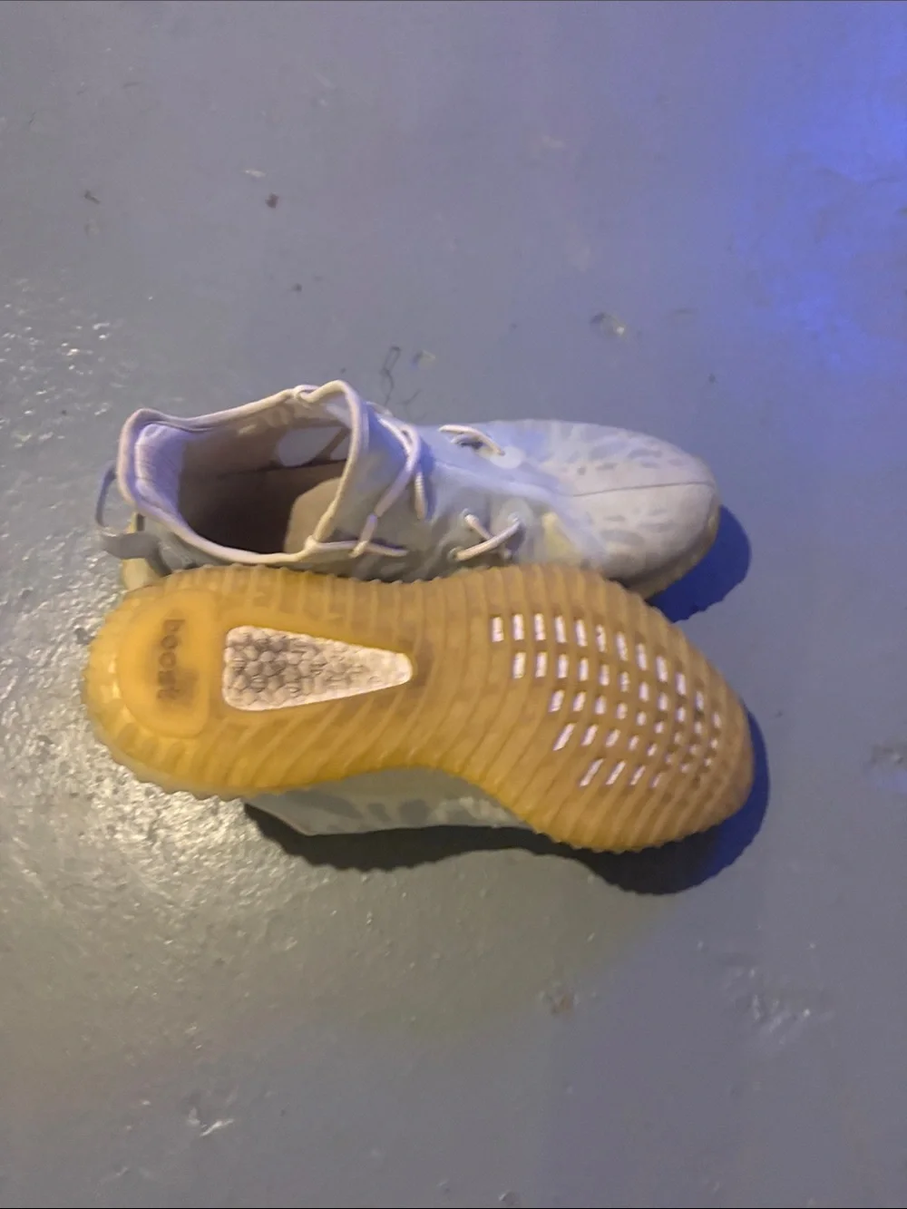 Yeezy Boost Zebra Knit Sneakers with Gum Sole